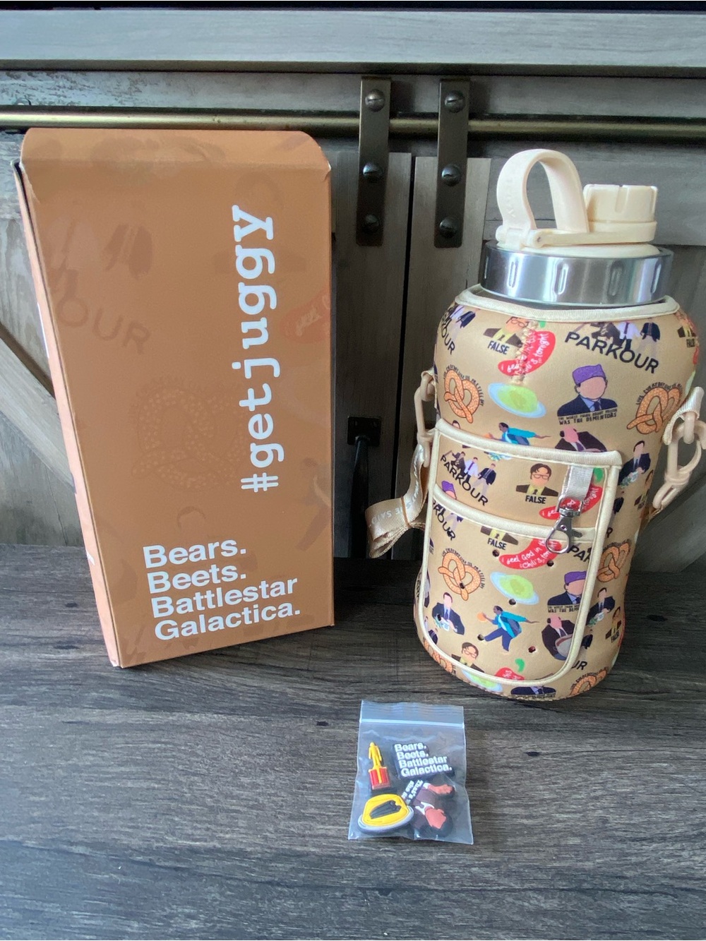 Juggy Special Edition the Office 74oz Water Bottle with Holder and Jibbitz New